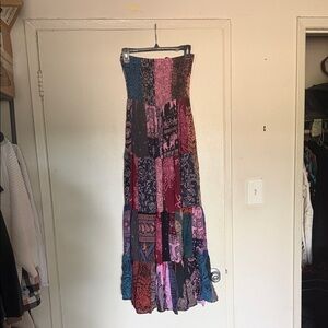 Bohemian Patchwork Maxi Skirt - Multicolor